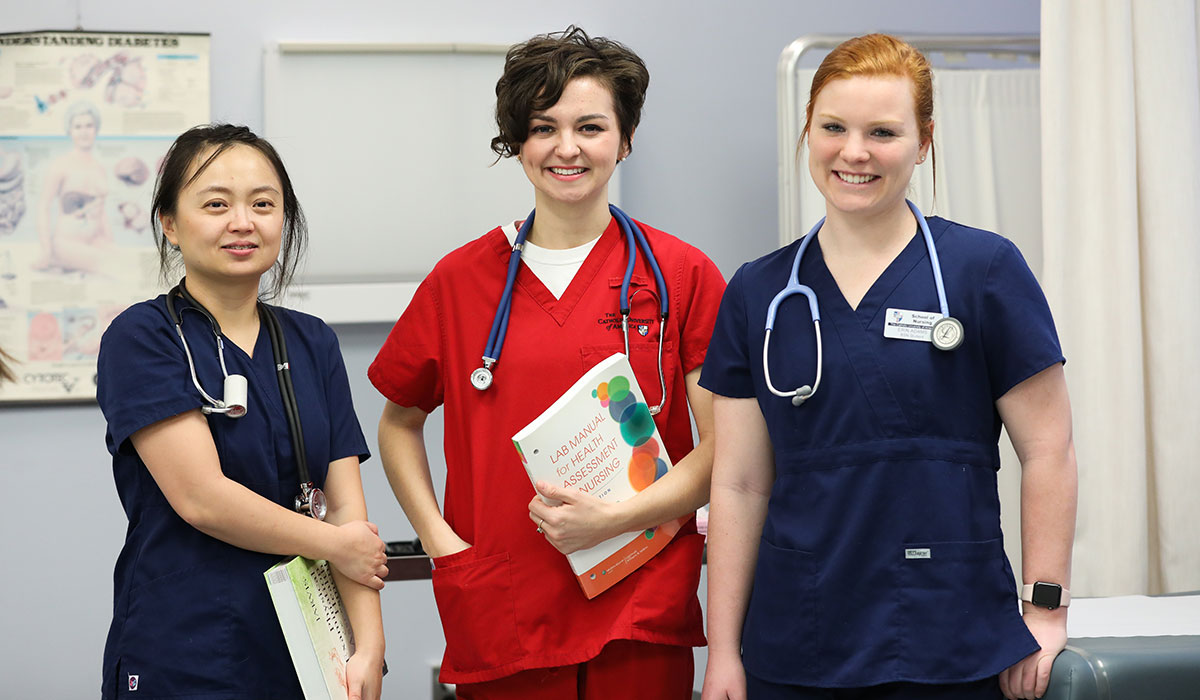 Students in nursing scrubs