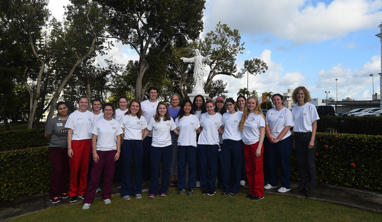 Catholic University students standing for a group photo in Puerto Rico