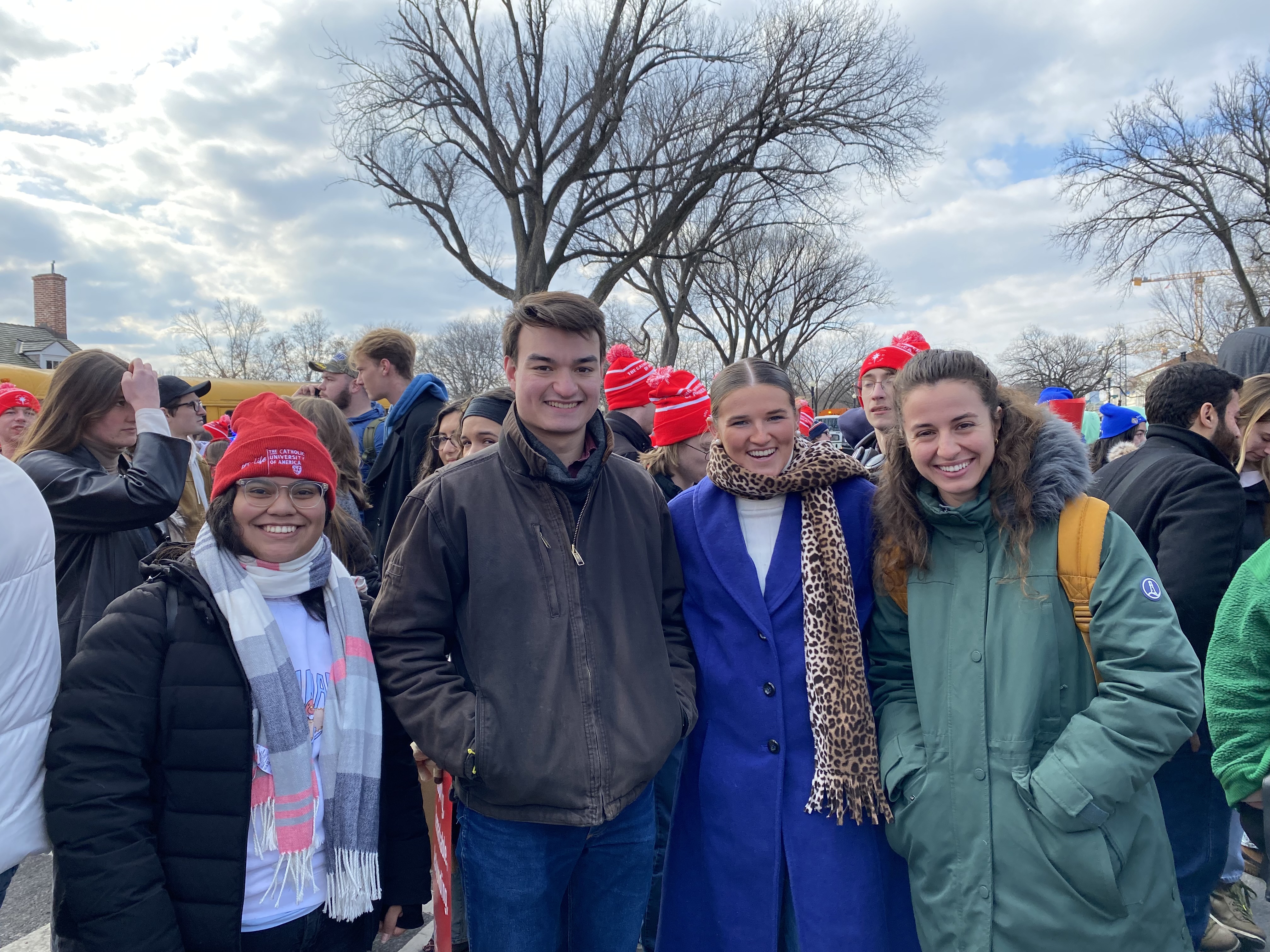 Nursing Students and Alumni: Nursing students and alumni from Catholic University gather during the march.