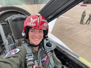 Cari Selzer in cockpit of Thunderbird
