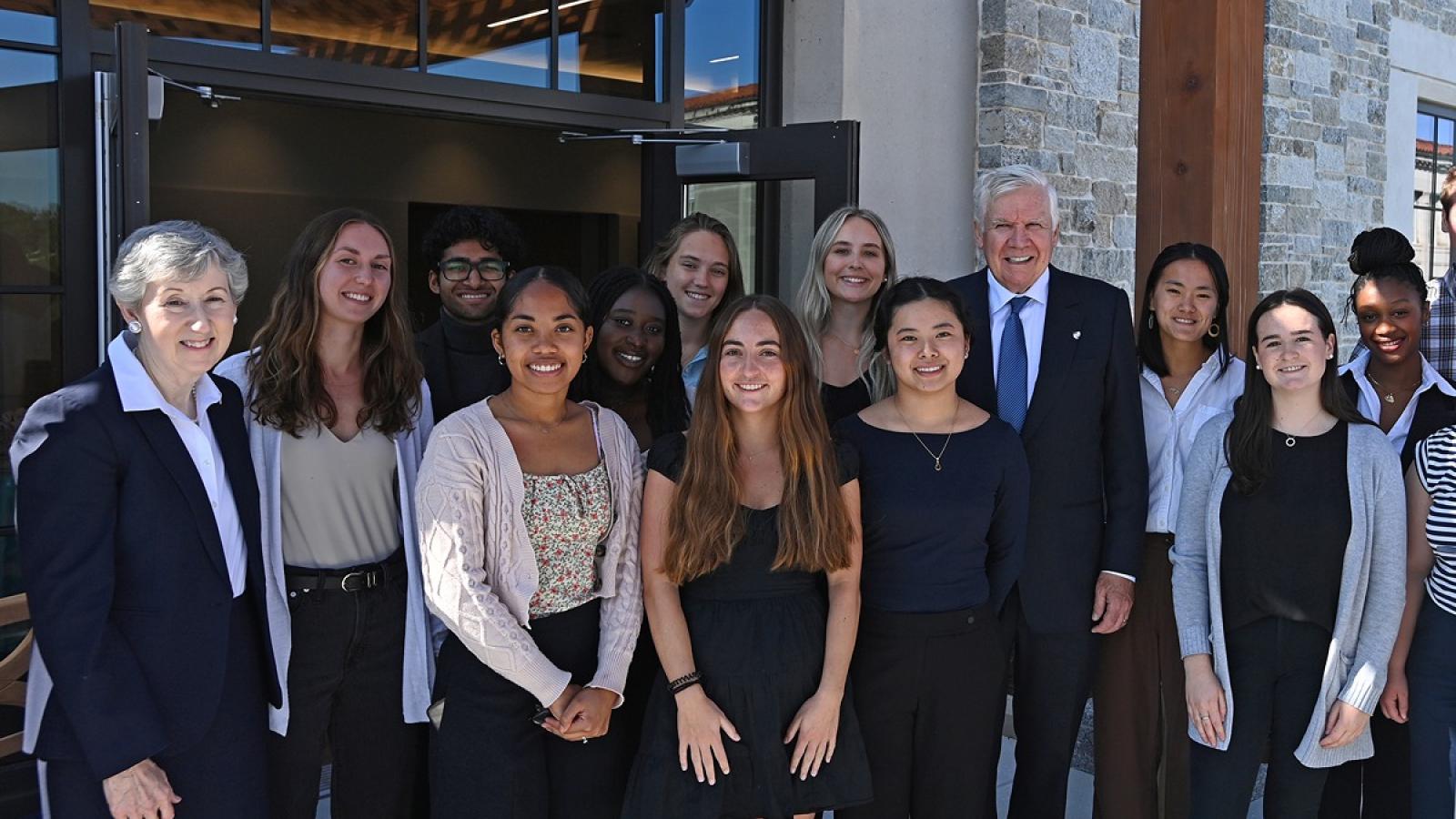 Cardinal Wilton Gregory, Archbishop of Washington and University Chancellor, blessed the Joanne Barkett Conway Memorial Roof Garden atop the new Conway School of Nursing Building on Monday morning.