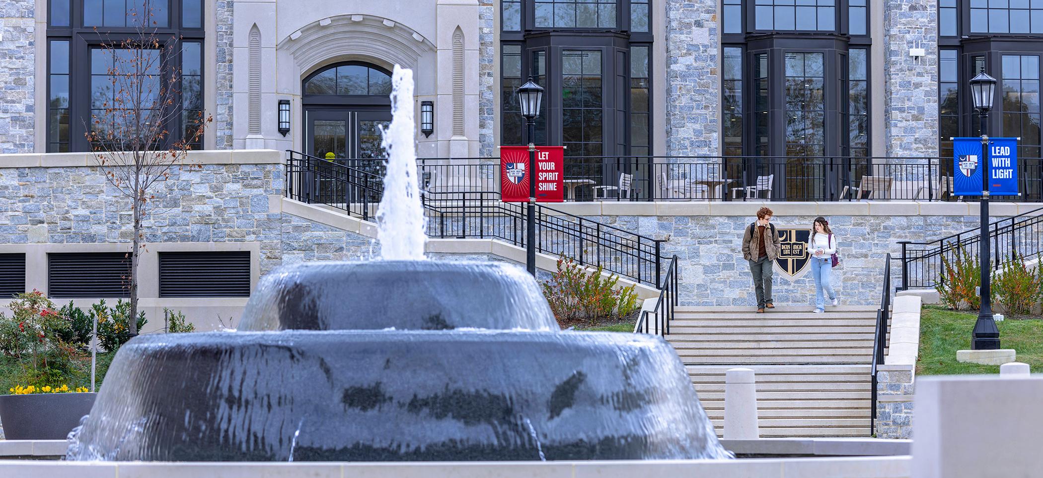 Exterior of the Conway Building with Fountain.