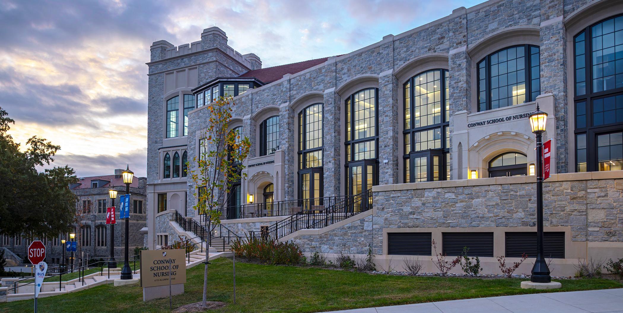 exterior of the conway school of nursing building