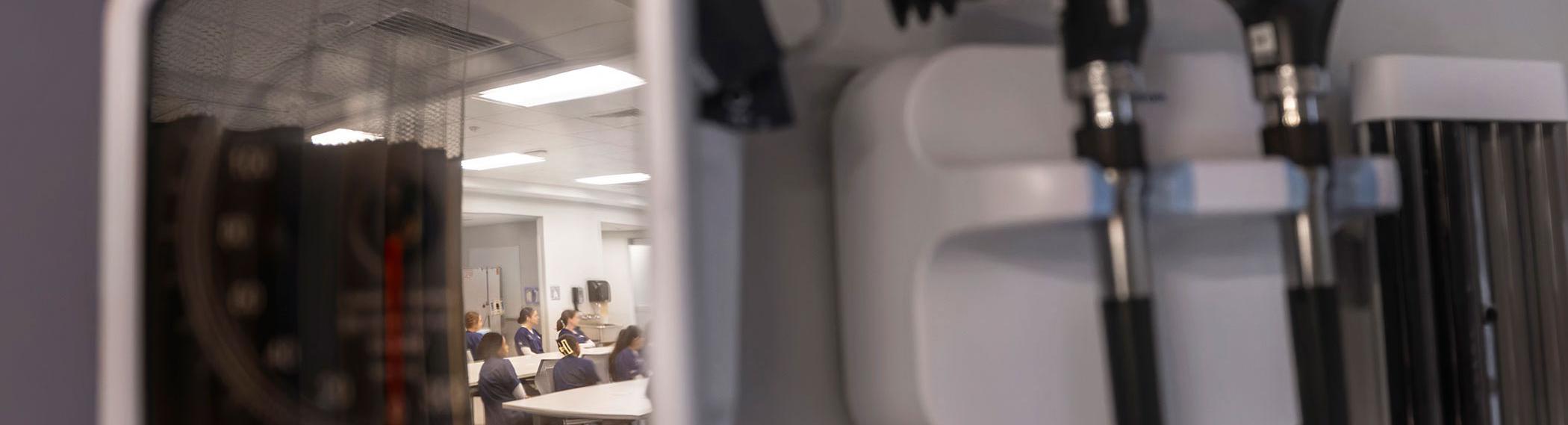 Medical equipment in nursing room lab.