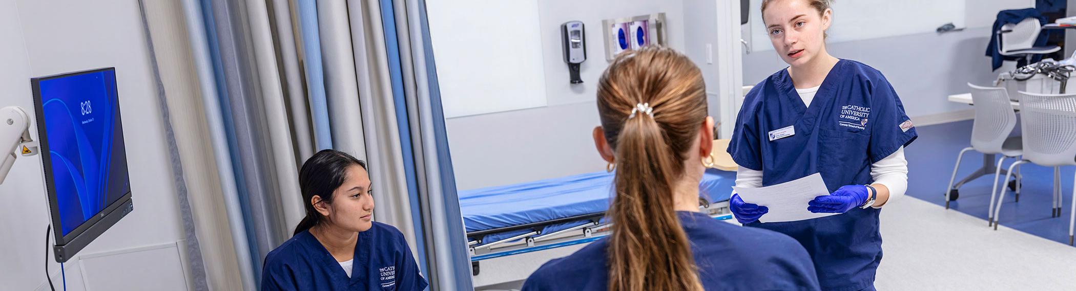 Nursing students using Simulation Room.