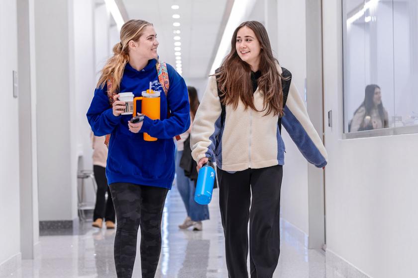 Students in the Conway Building hallway.