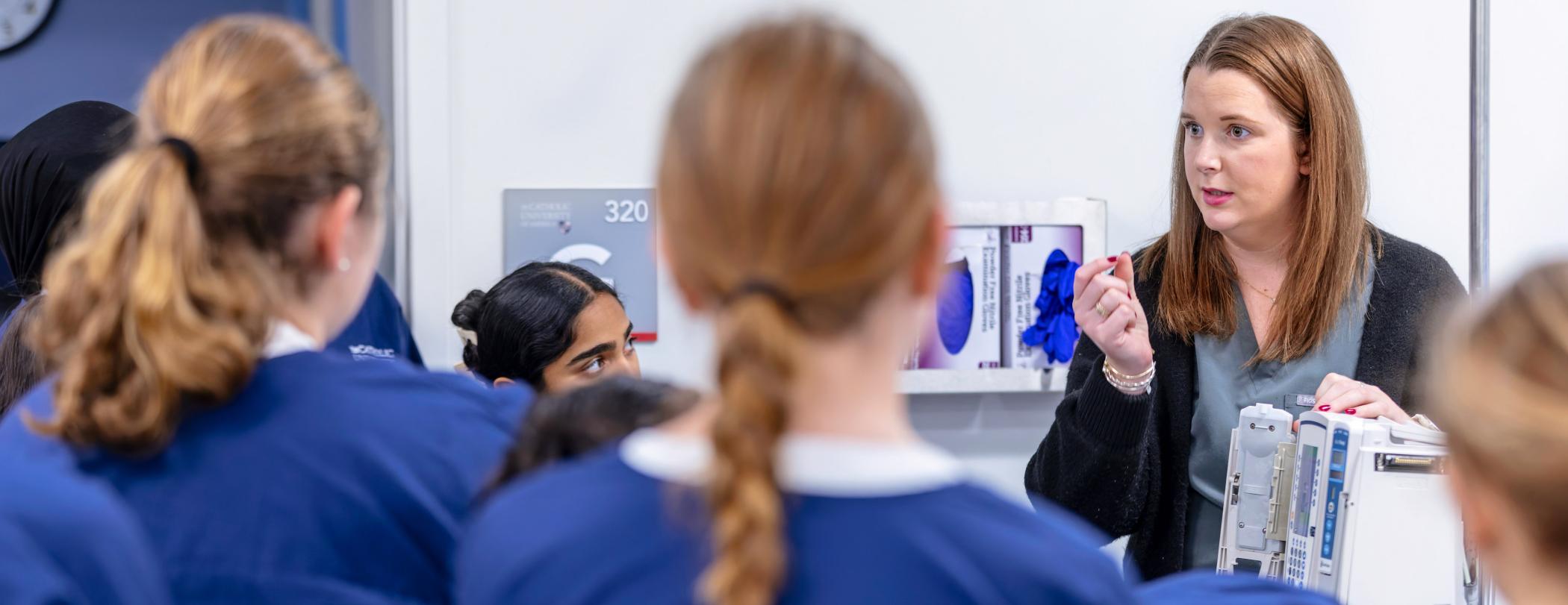 nursing students learning in a hospital setting