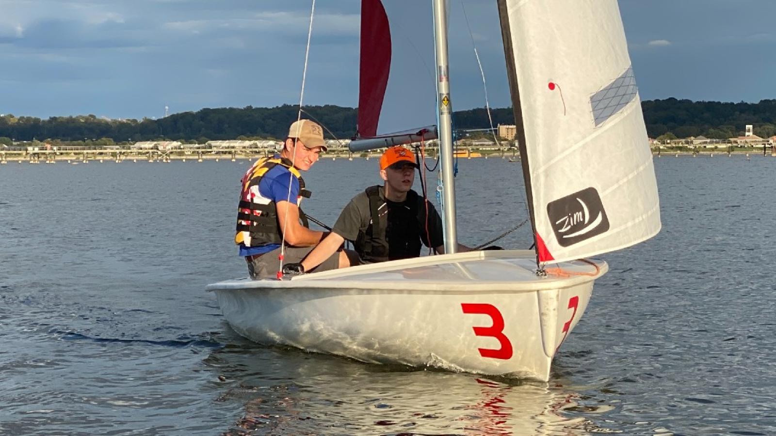 Benedict Gorman on a sailboat