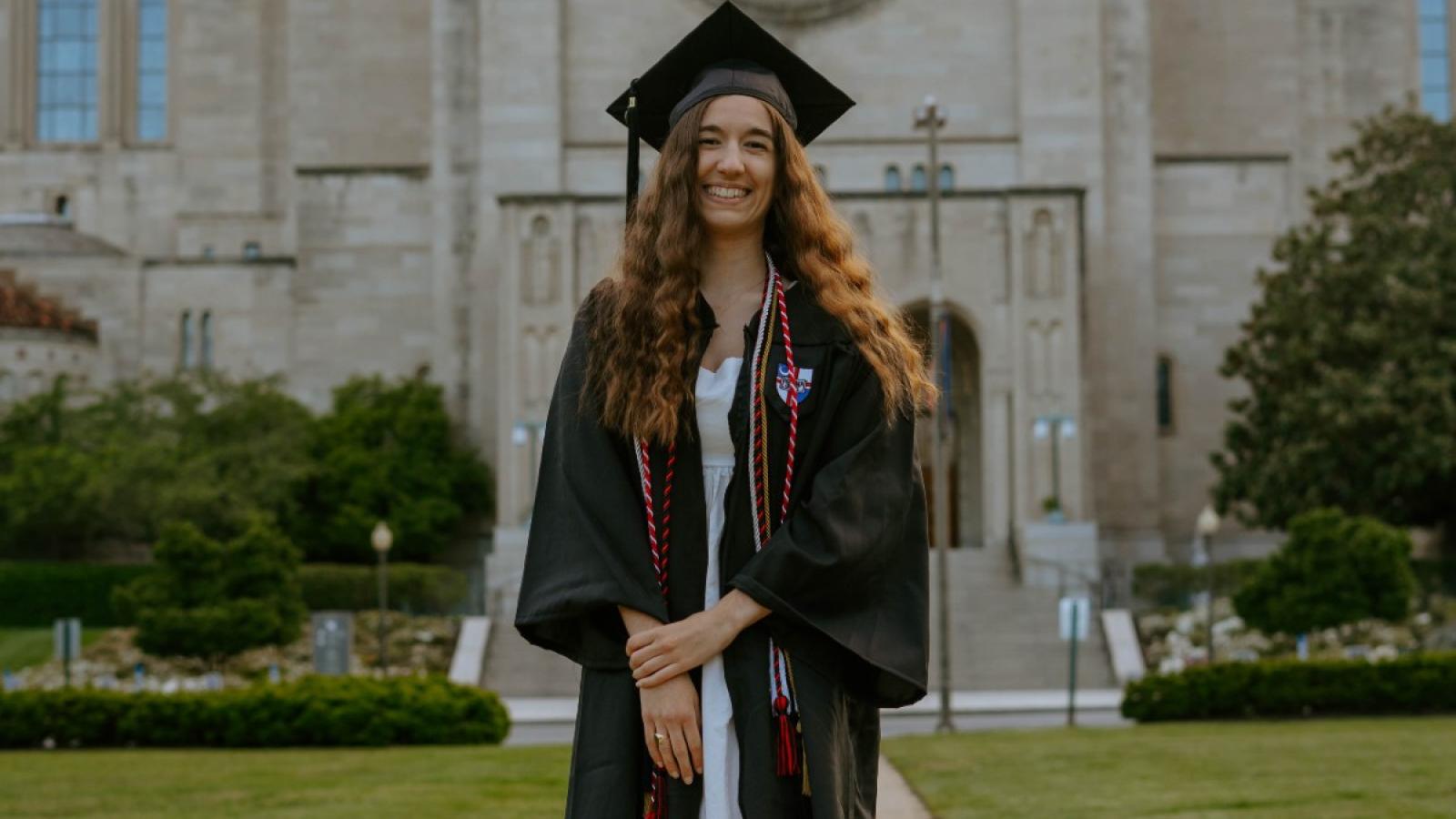 elizabeth in her graduation cap and gown
