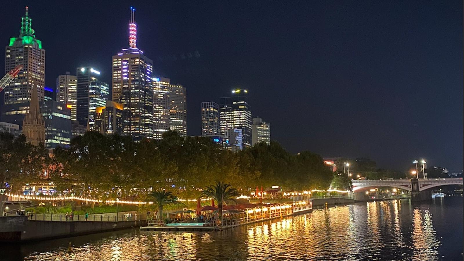 city skyline at night