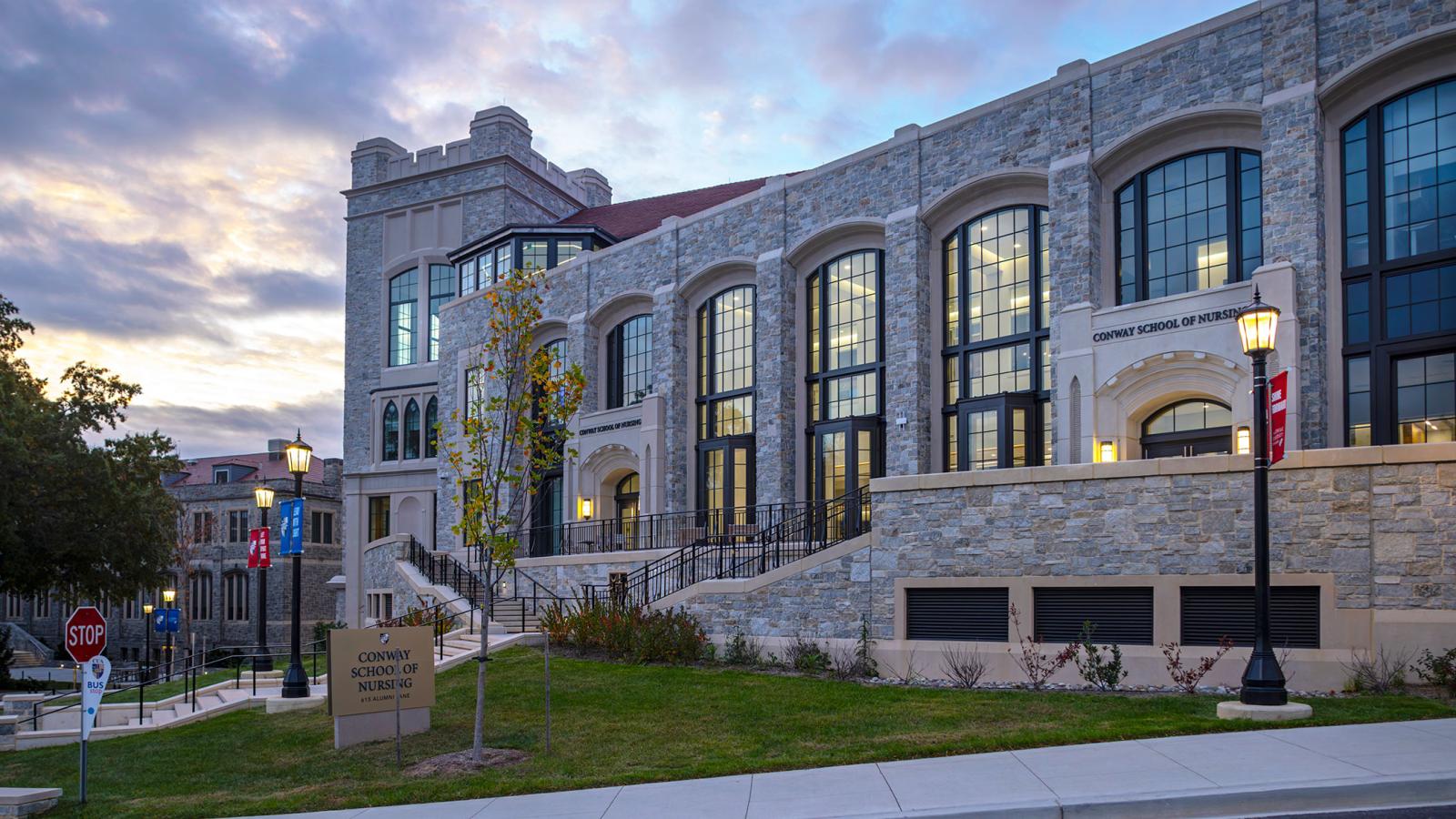 exterior of the conway school of nursing building