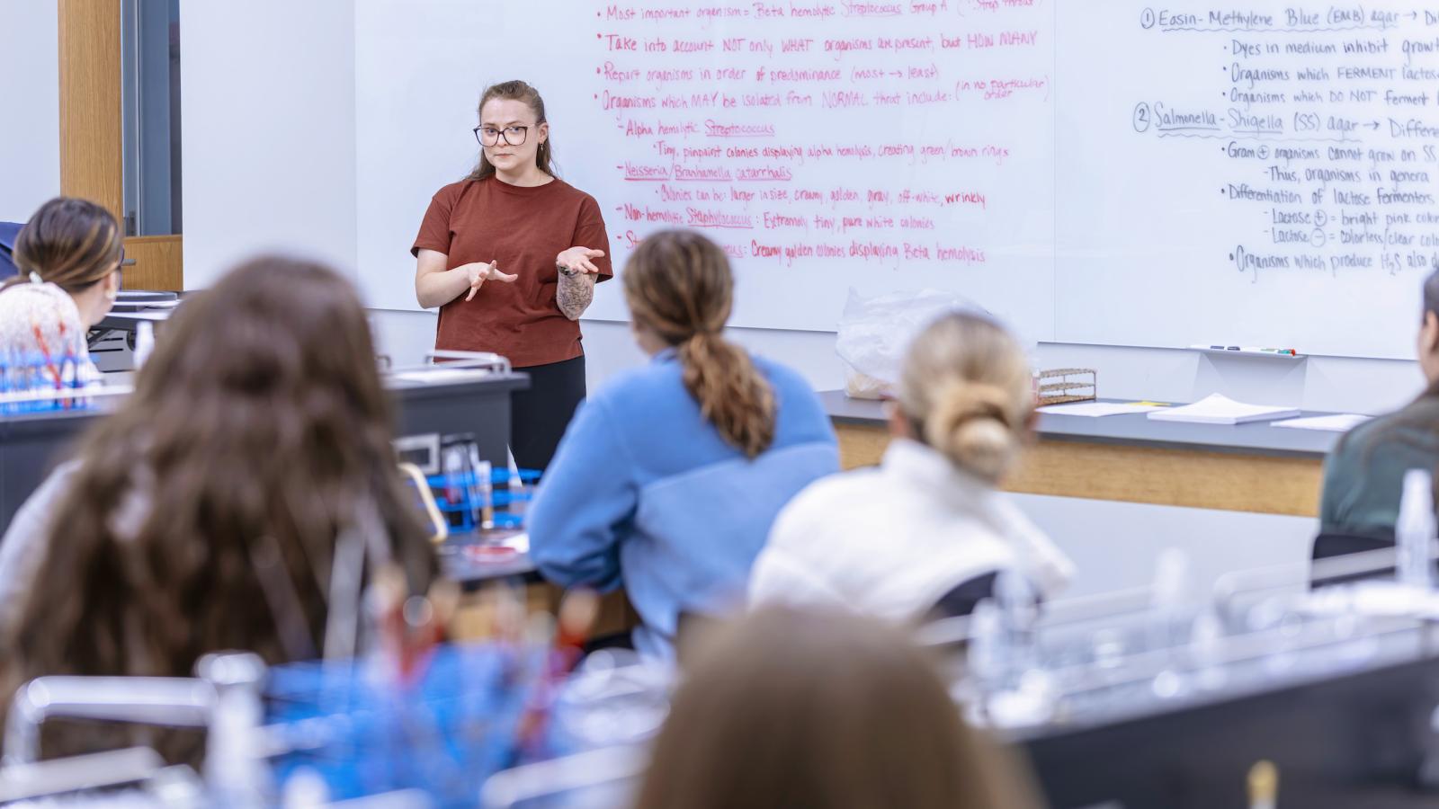 professor lecturing nursing students