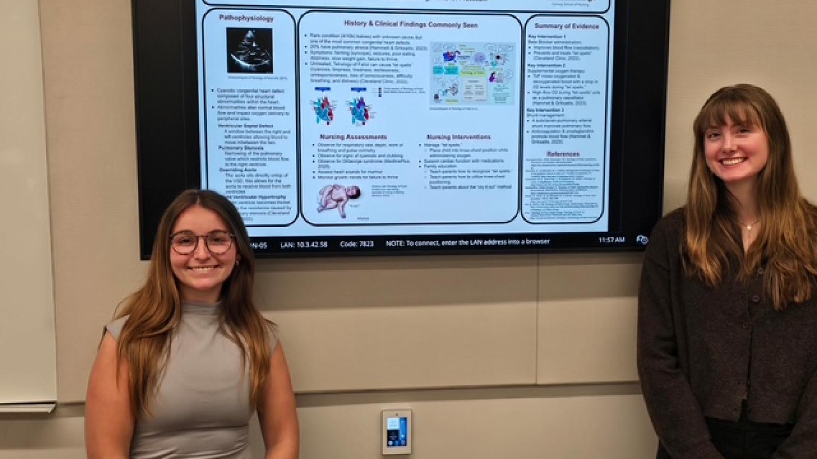 Presentation from 2026 Senior Practicum Presentations, featuring two female students.