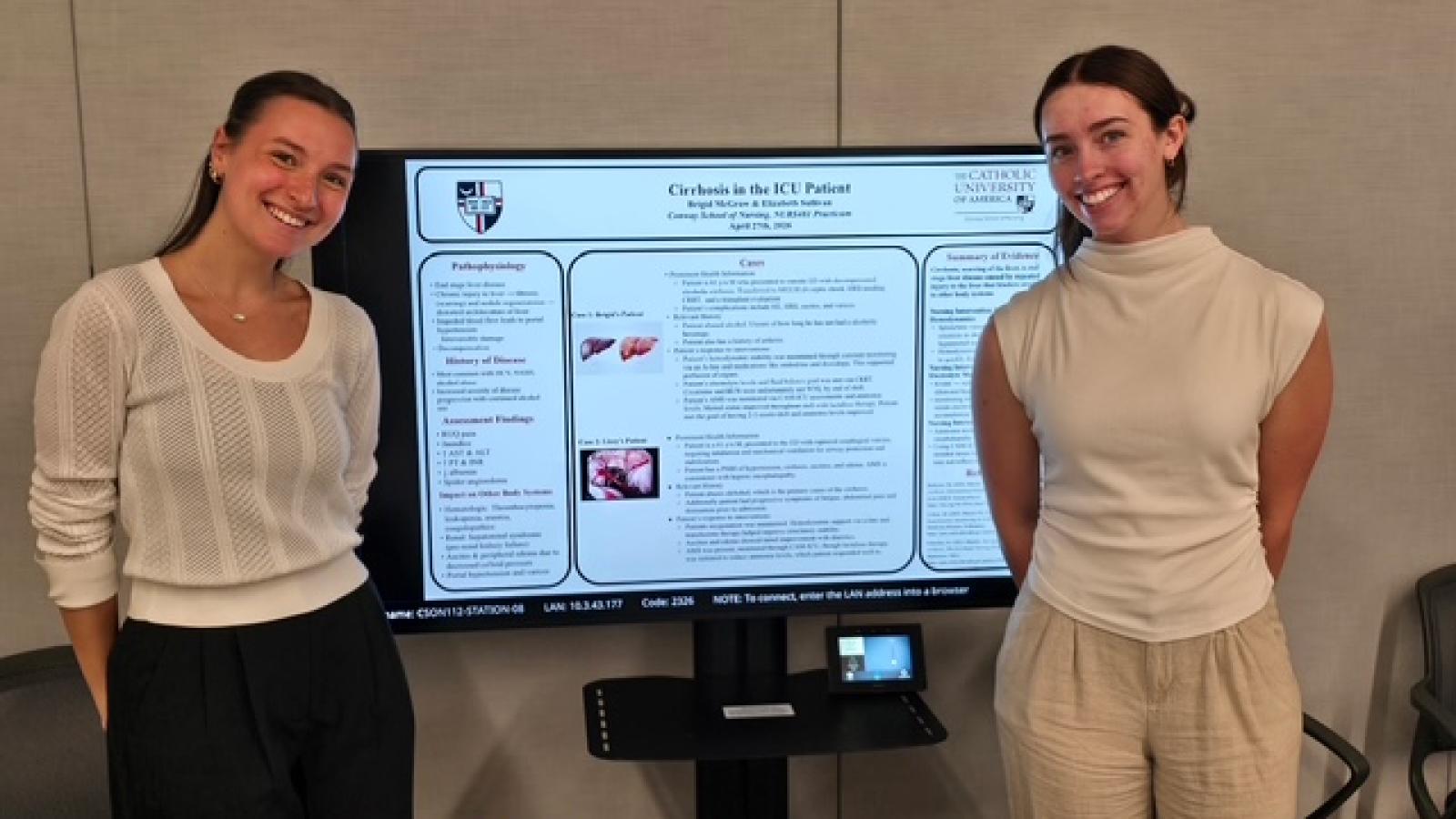 Presentation from 2026 Senior Practicum Presentations, featuring two female students.