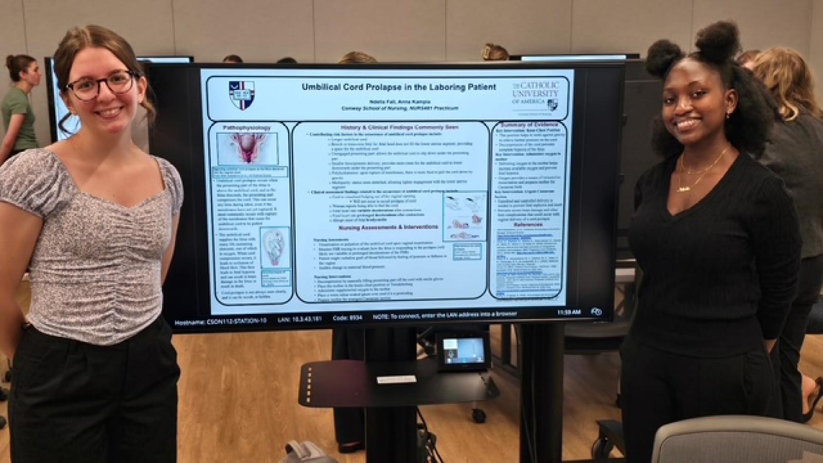 Presentation from 2026 Senior Practicum Presentations, featuring two female students.