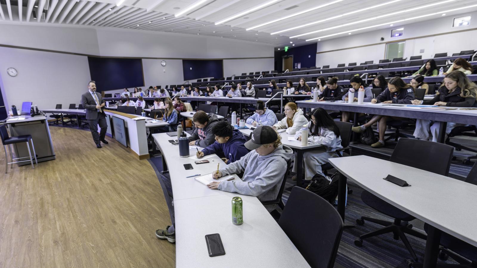 tiered auditorium classroom in the nursing building