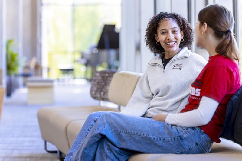 two female students chatting