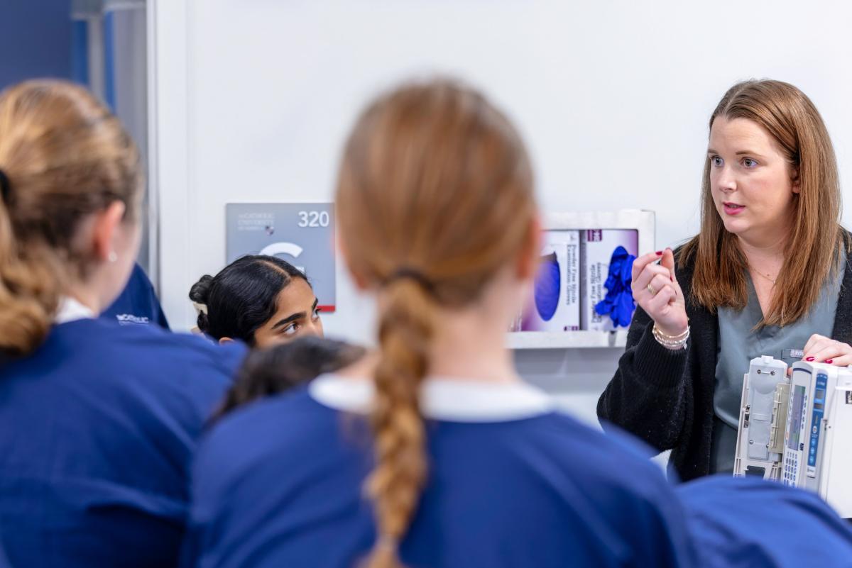nursing students learning in a hospital setting