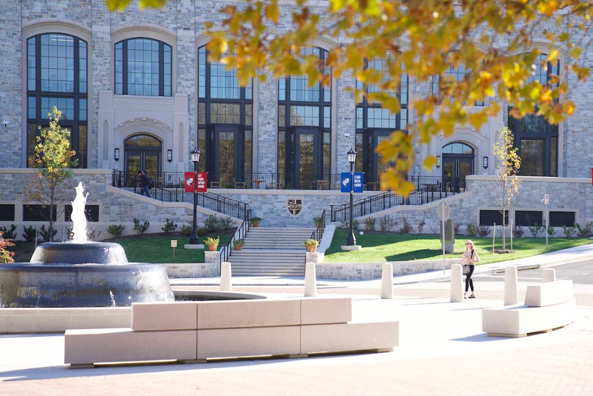 Campus and Conway Building with yellow tree.