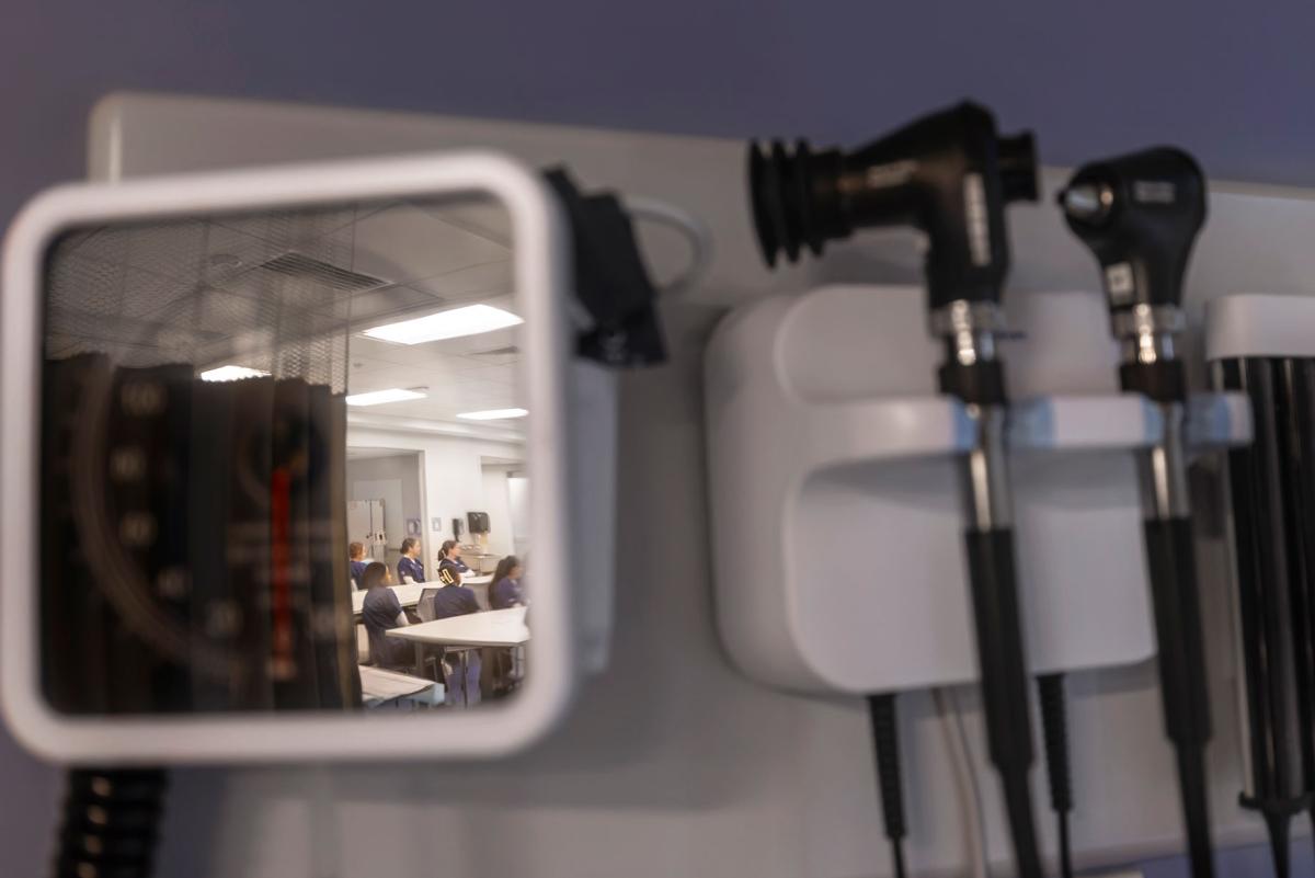Medical equipment in a nursing room lab.