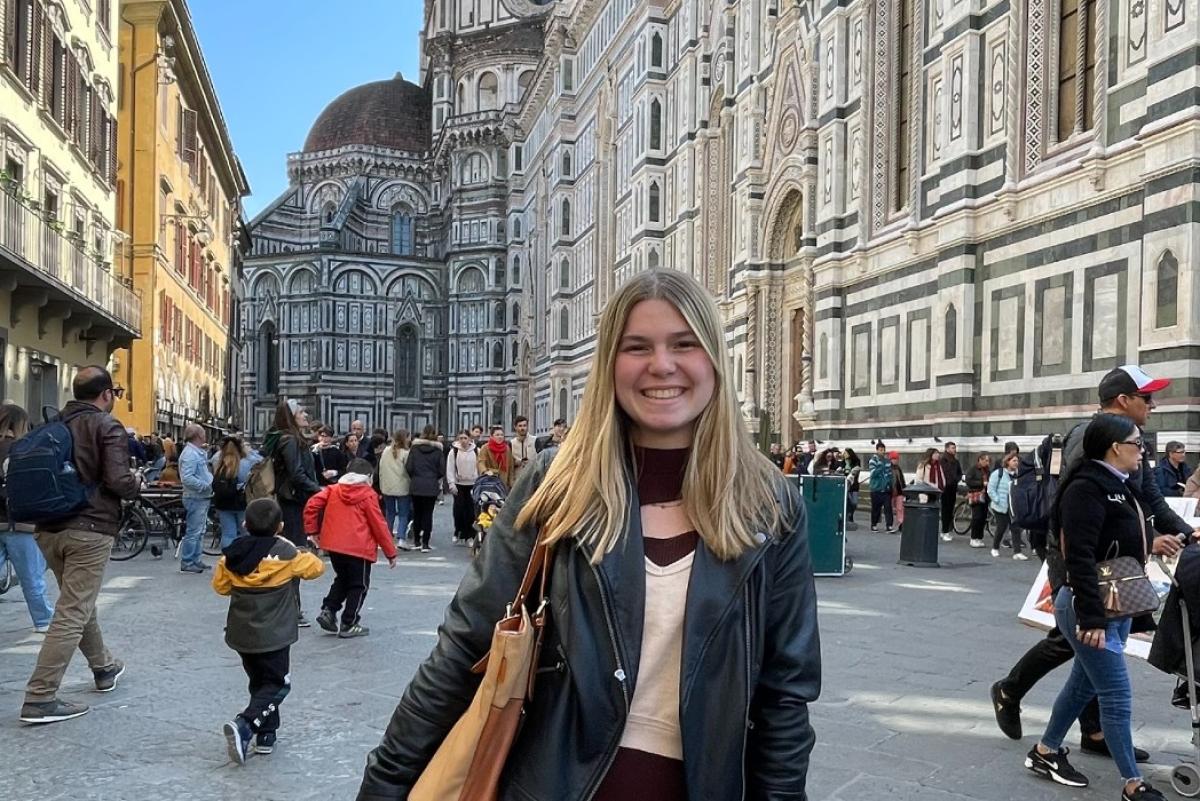 Student studying abroad in Italy.