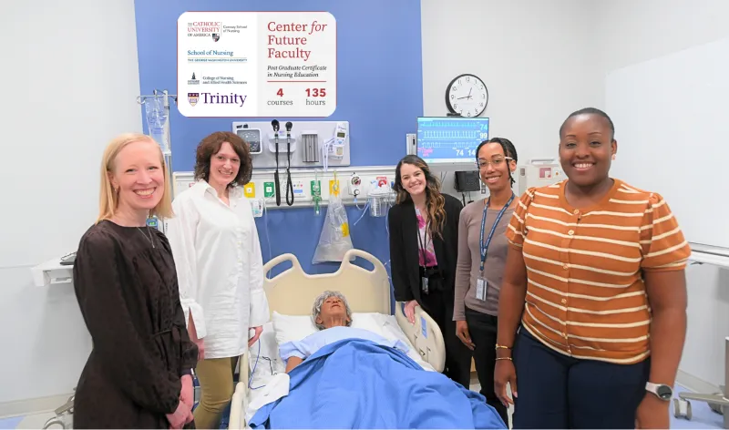Students in the Center for Future Faculty at the Conway School of Nursing recently participated in a simulation-based education seminar designed to strengthen teaching skills and support future nurse educators.