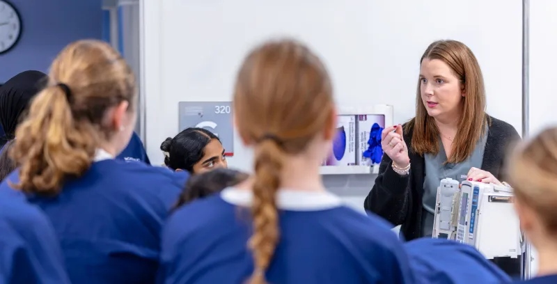 nursing students learning in a hospital setting