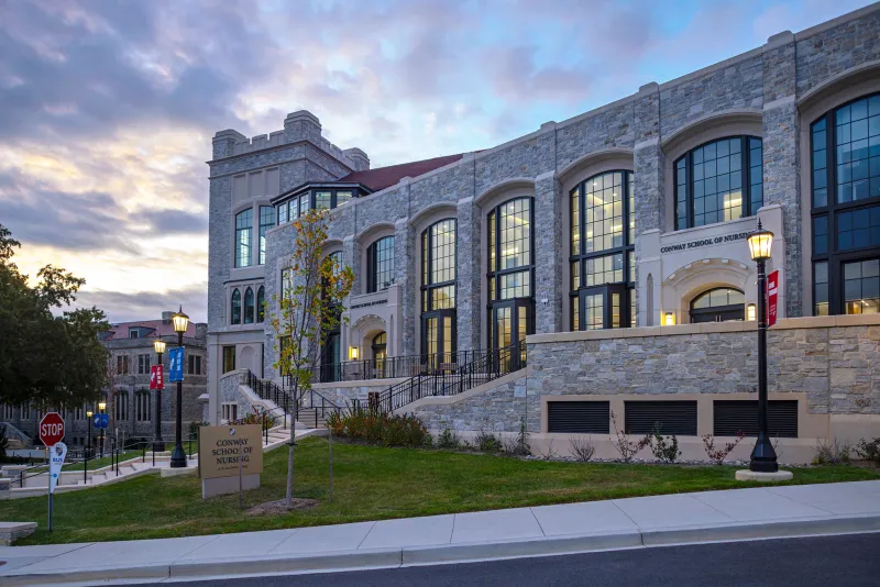 exterior of the conway school of nursing building