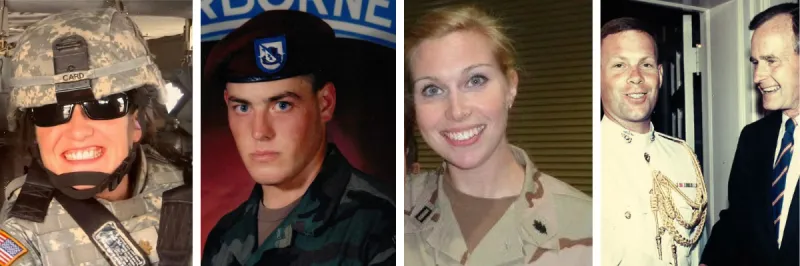 Images of 4 Catholic University graduates who have served in the military.