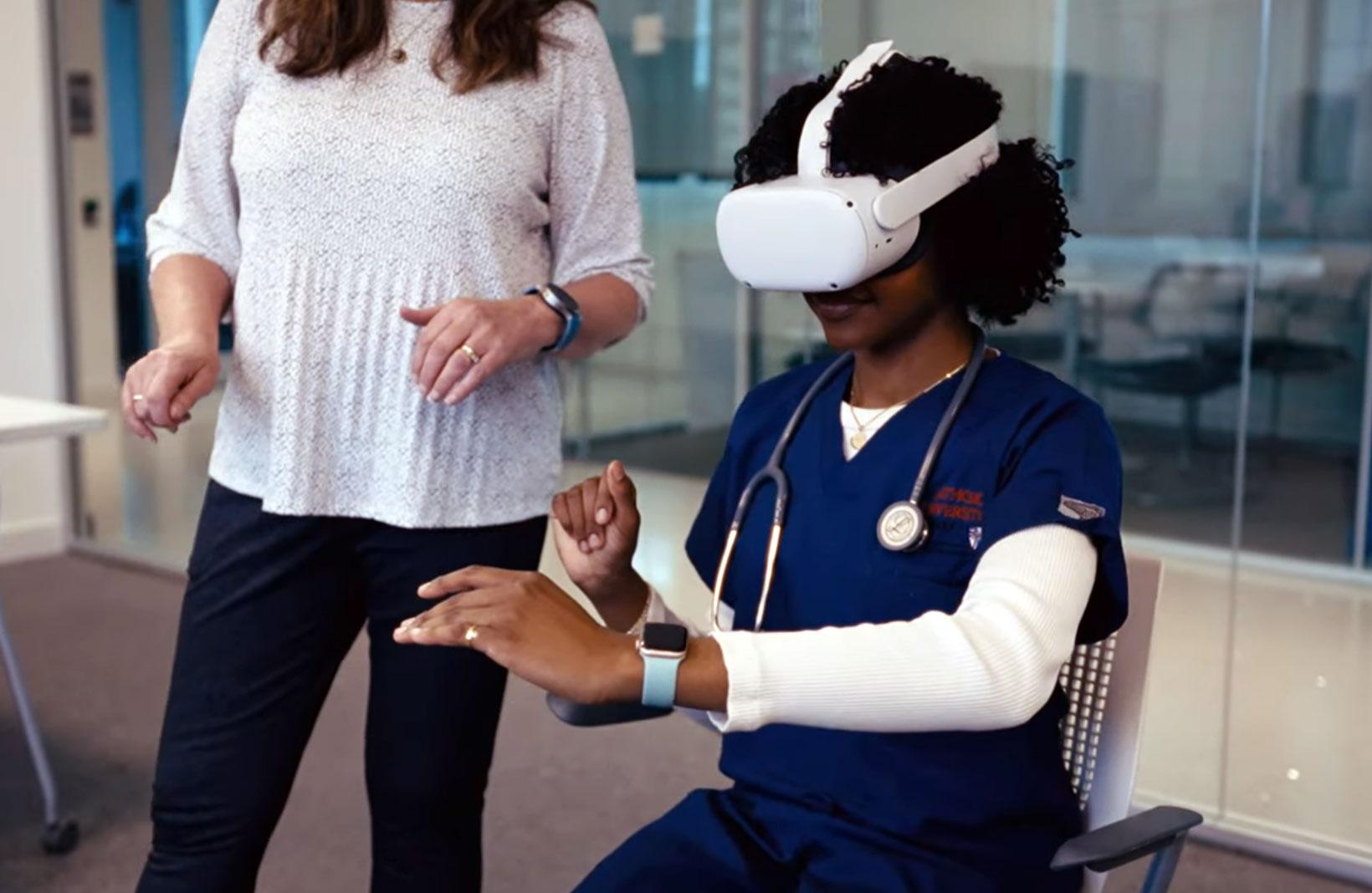 Student using VR Headset.